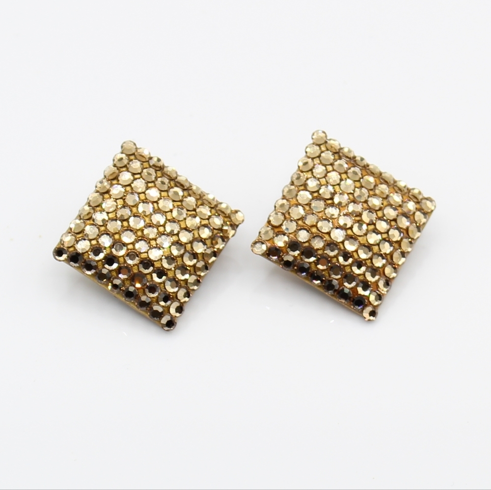 Vintage sparkly goldtone clip earrings